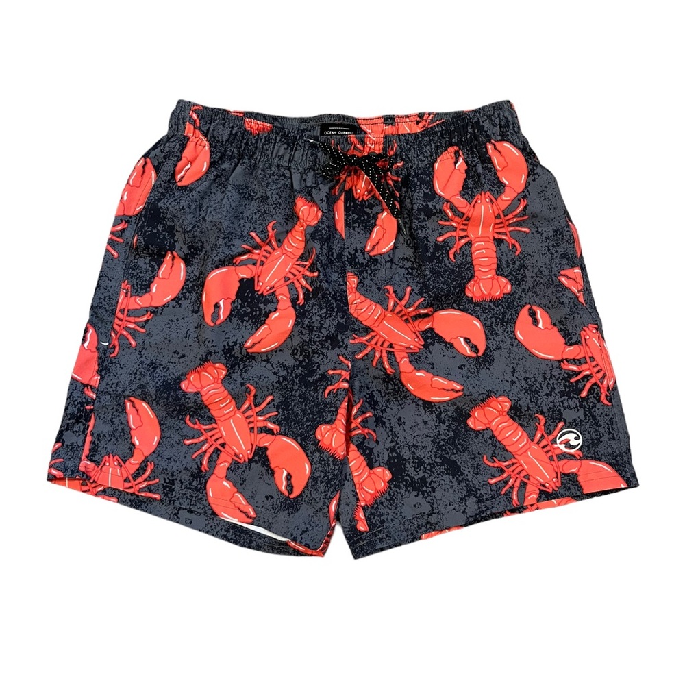 Ocean Current Lobster Print Swim Trunks Board Shorts Built In Mesh Brief Sz M